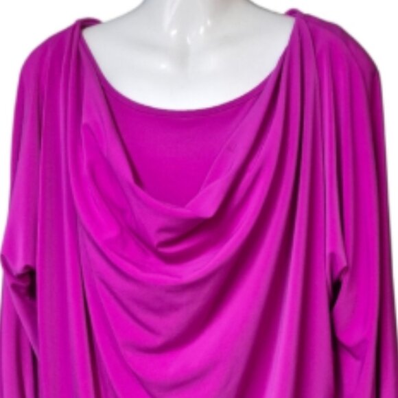 Joseph Ribkoff Pink Draped Neck Blouse Slinky 3/4 Sleeve Women's Size 12 - Picture 3 of 14